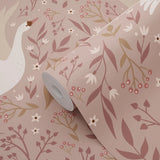 ESTAhome zwanen behang kinderkamer meisjeskamer mauve paars 131858