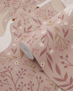 ESTAhome zwanen behang kinderkamer meisjeskamer mauve paars 131858