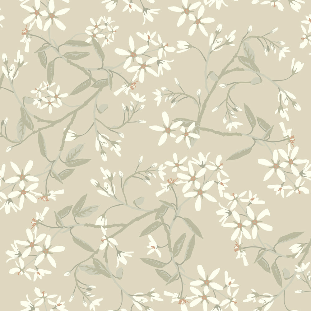 Paradis Midbec bloemen behang voor meisjeskamer en babykamer beige greige 20112