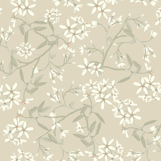 Paradis Midbec bloemen behang voor meisjeskamer en babykamer beige greige 20112
