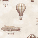 Eijffinger behang kinderkamer tiny treasures luchtballonnen en zeppelins voor jongenskamer en babykamer 363122 bruin