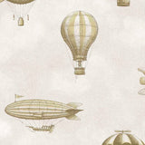 Eijffinger behang kinderkamer tiny treasures luchtballonnen en zeppelins voor jongenskamer en babykamer 363123 beige