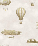 Eijffinger behang kinderkamer tiny treasures luchtballonnen en zeppelins voor jongenskamer en babykamer 363123 beige