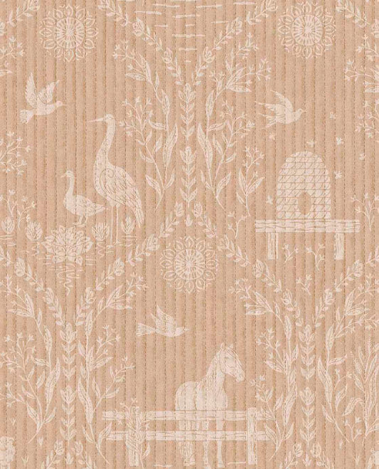 Dieren behang voor de kinderkamer van Eijffinger uit de Tiny Treasures collectie meisjeskamer babykamer 363130 beige