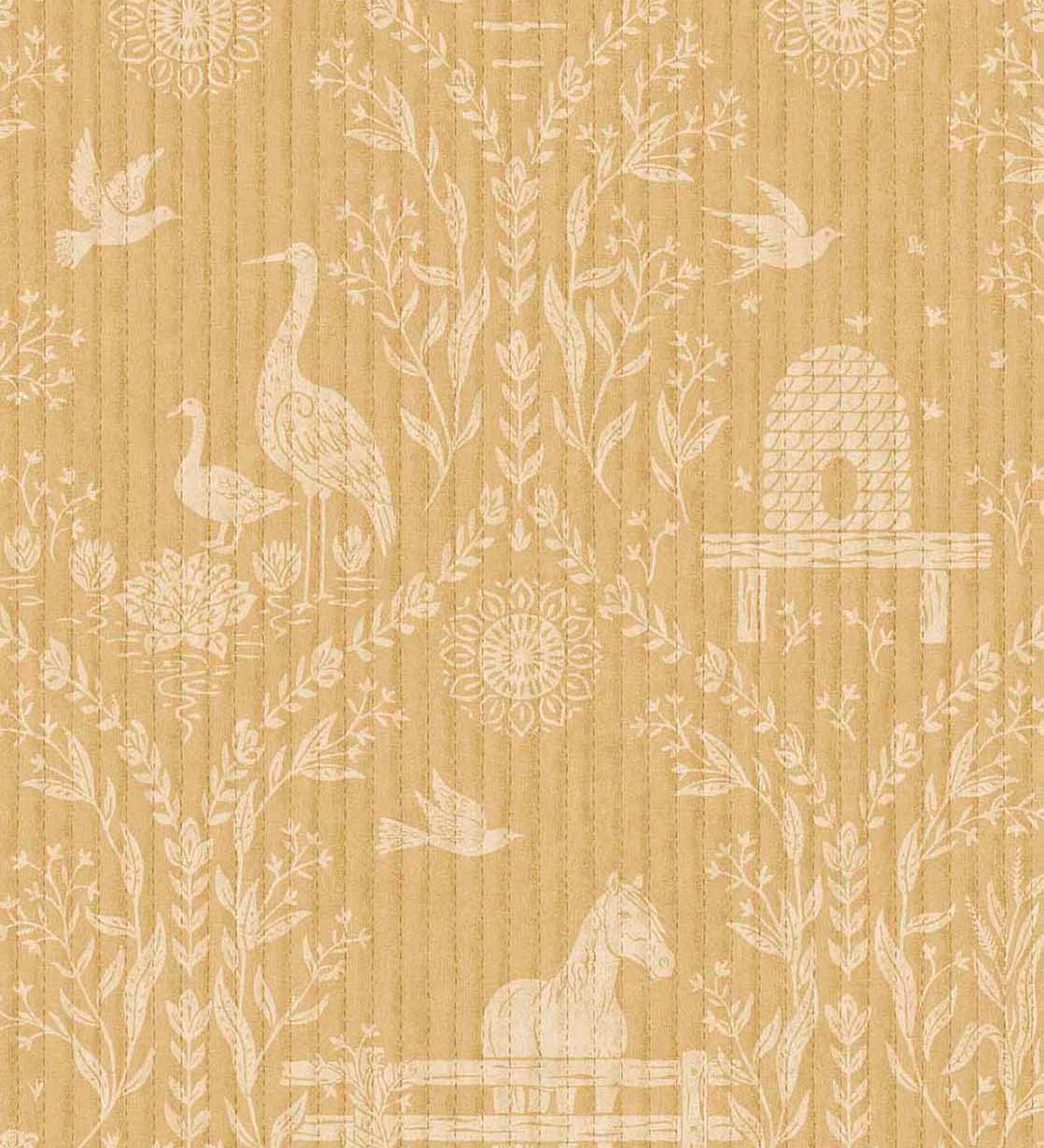 Dieren behang voor de kinderkamer van Eijffinger uit de Tiny Treasures collectie 363131 oker