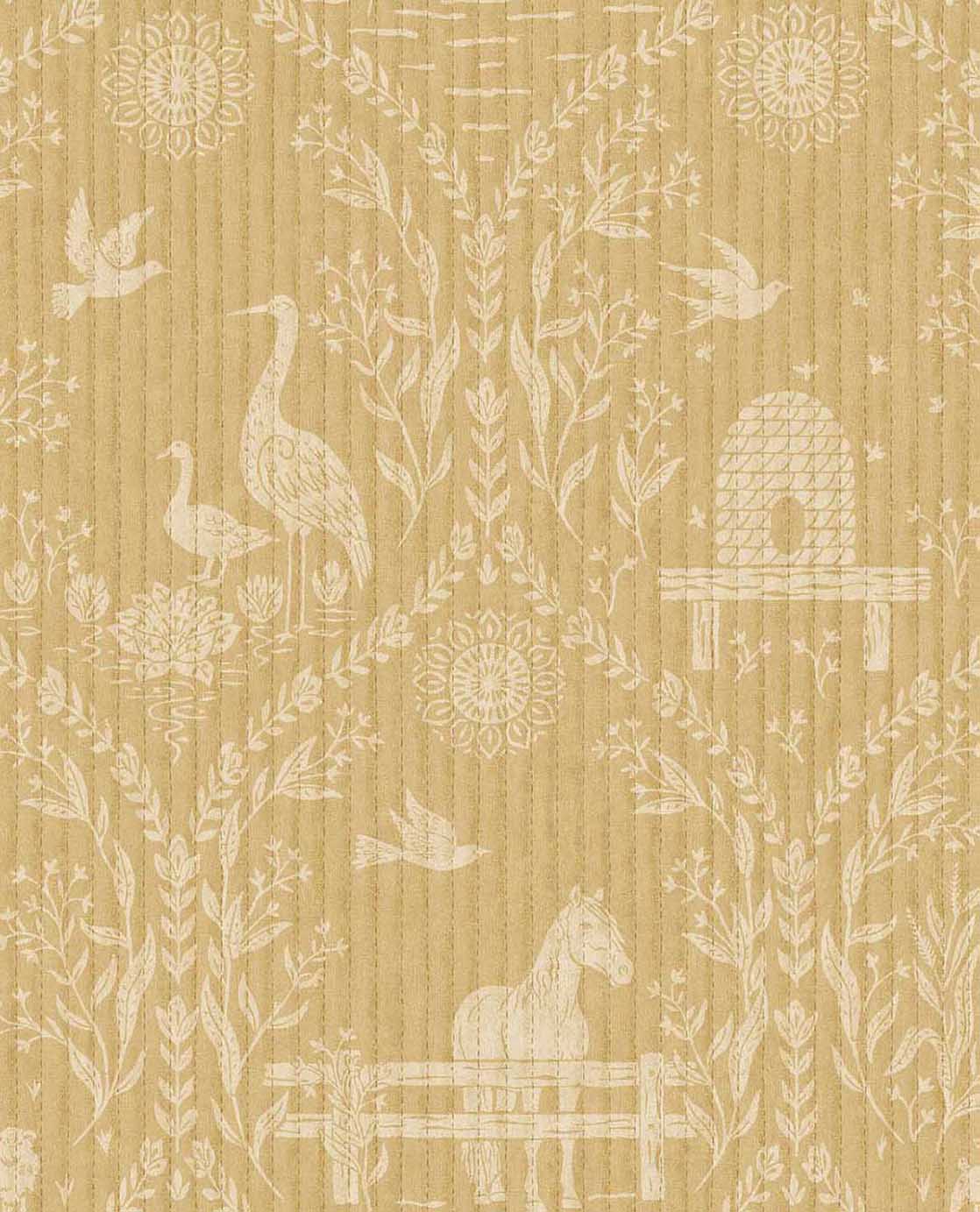 Dieren behang voor de kinderkamer van Eijffinger uit de Tiny Treasures collectie 363131 oker