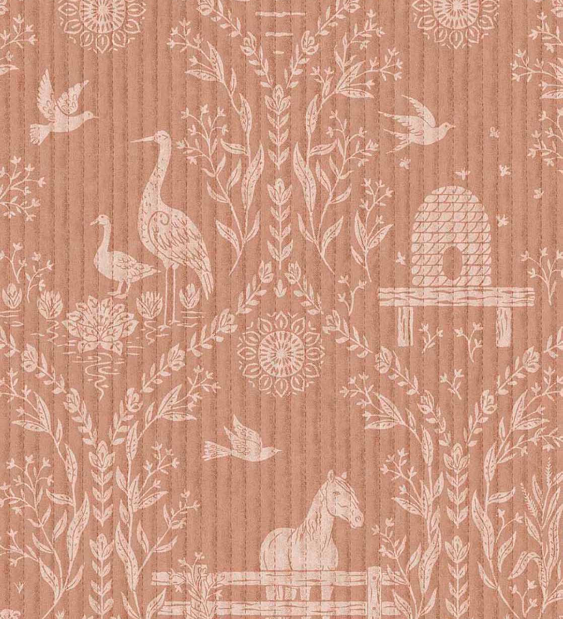 Dieren behang voor de kinderkamer van Eijffinger uit de Tiny Treasures collectie meisjeskamer babykamer 363132 warm roze