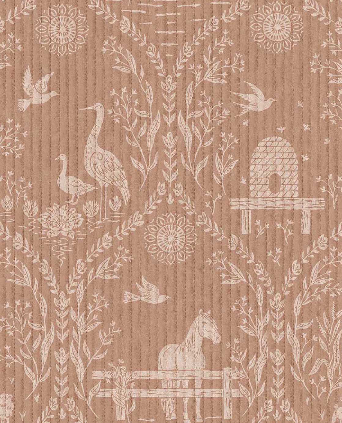Dieren behang voor de kinderkamer van Eijffinger uit de Tiny Treasures collectie meisjeskamer babykamer 363132 warm roze