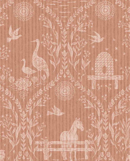 Dieren behang voor de kinderkamer van Eijffinger uit de Tiny Treasures collectie meisjeskamer babykamer 363132 warm roze