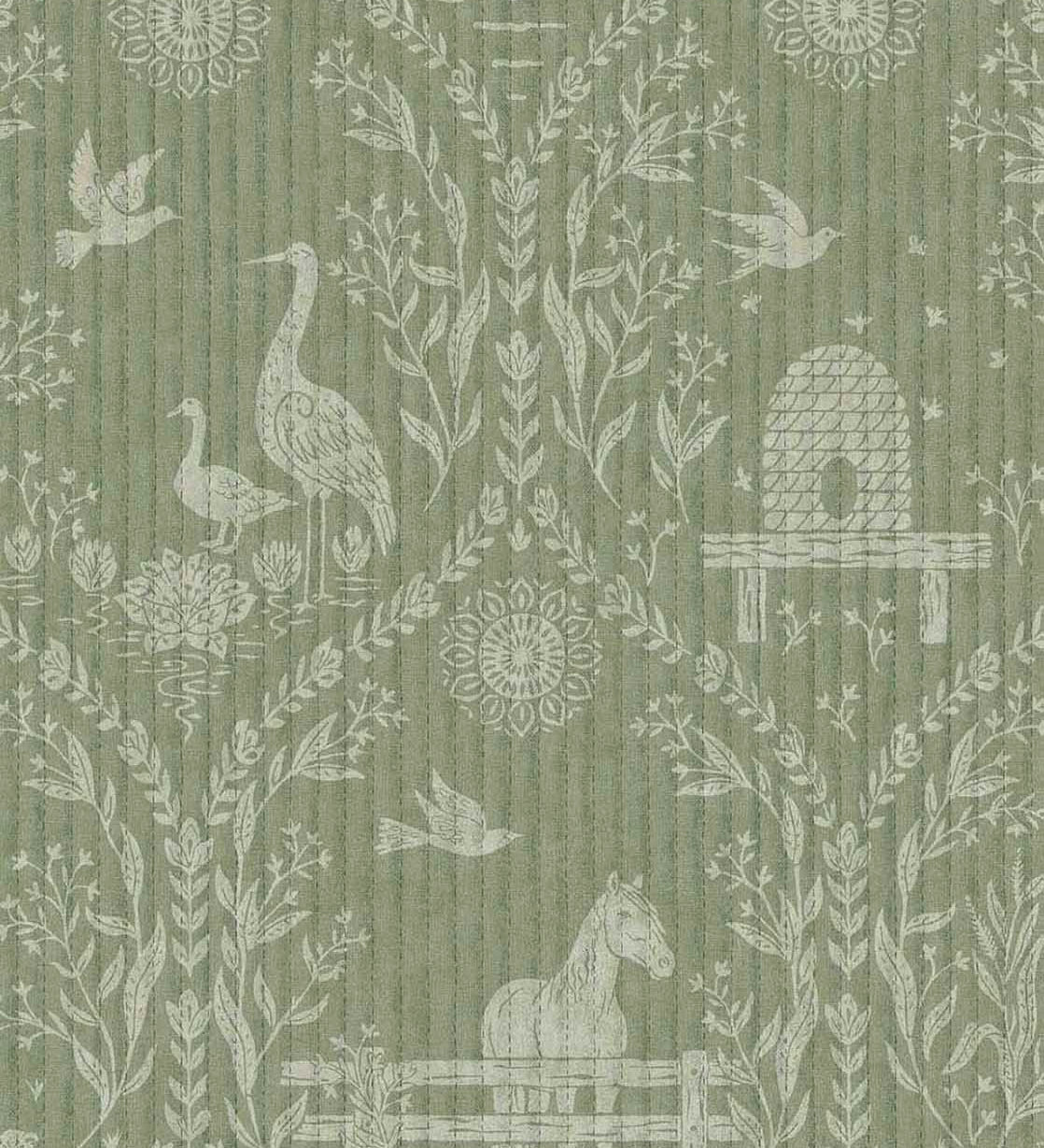 Dieren behang voor de kinderkamer van Eijffinger uit de Tiny Treasures collectie 363134 groen