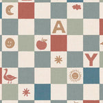 Eijffinger tiny Treasures geblokt behang voor de kinderkamer jongenskamer babykamer rood blauw 363140
