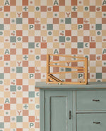 Eijffinger geblokt behang voor de kinderkamer jongenskamer babykamer rood blauw 363141