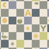 Eijffinger tiny Treasures geblokt behang voor de kinderkamer jongenskamer babykamer groen blauw 363142