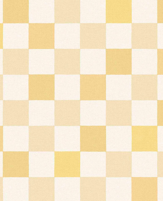 Eijffinger geblokt behang voor de kinderkamer meisjeskamer babykamer tienerkamer pastel geel 363146