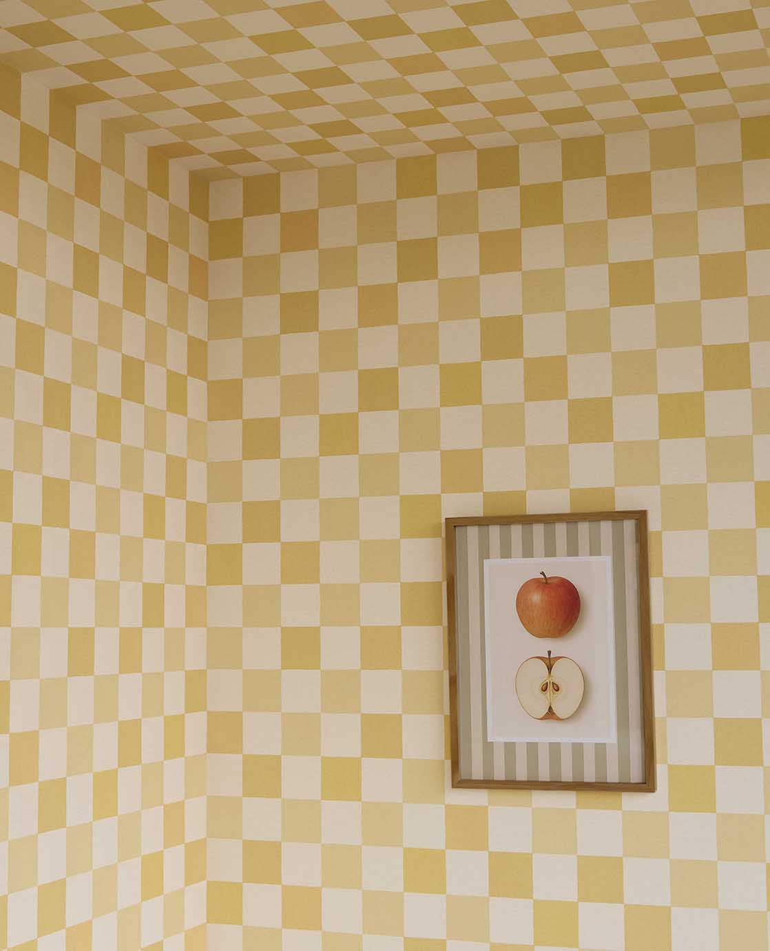 Eijffinger geblokt behang voor de kinderkamer meisjeskamer babykamer tienerkamer pastel geel 363146