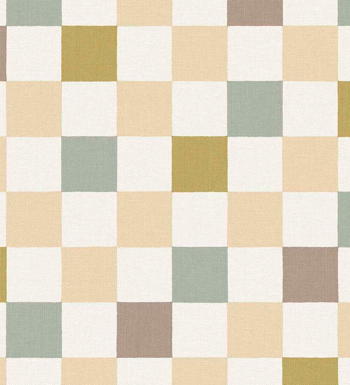 Eijffinger geblokt behang voor de kinderkamer meisjeskamer babykamer tienerkamer pastel blauw oker paars 363147