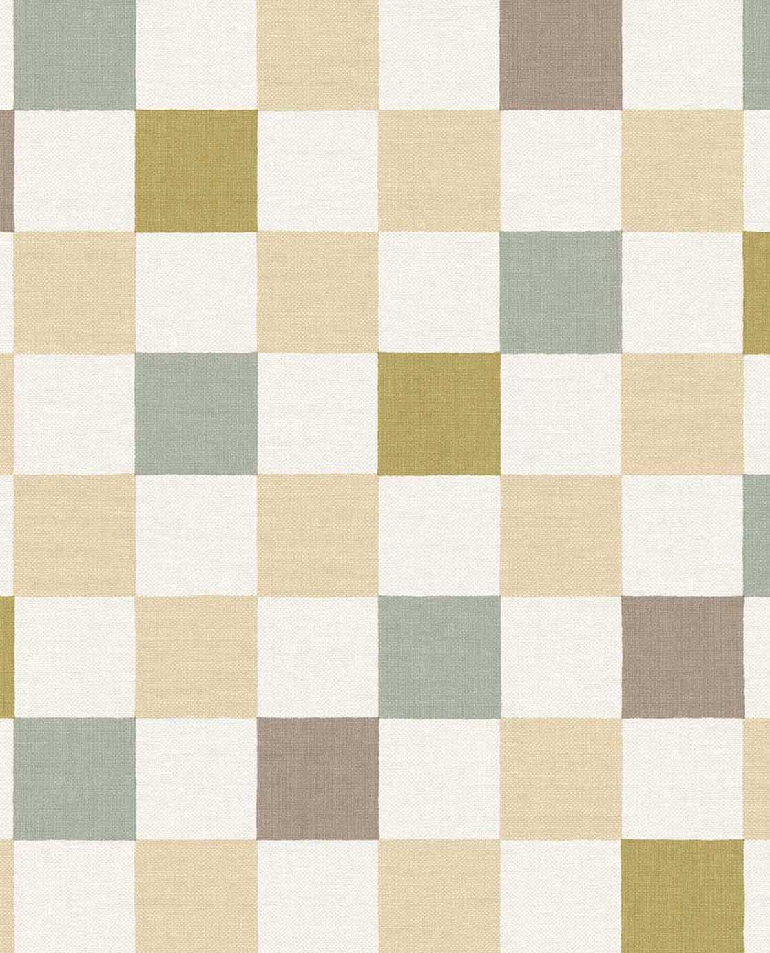 Eijffinger geblokt behang voor de kinderkamer meisjeskamer babykamer tienerkamer pastel blauw oker paars 363147