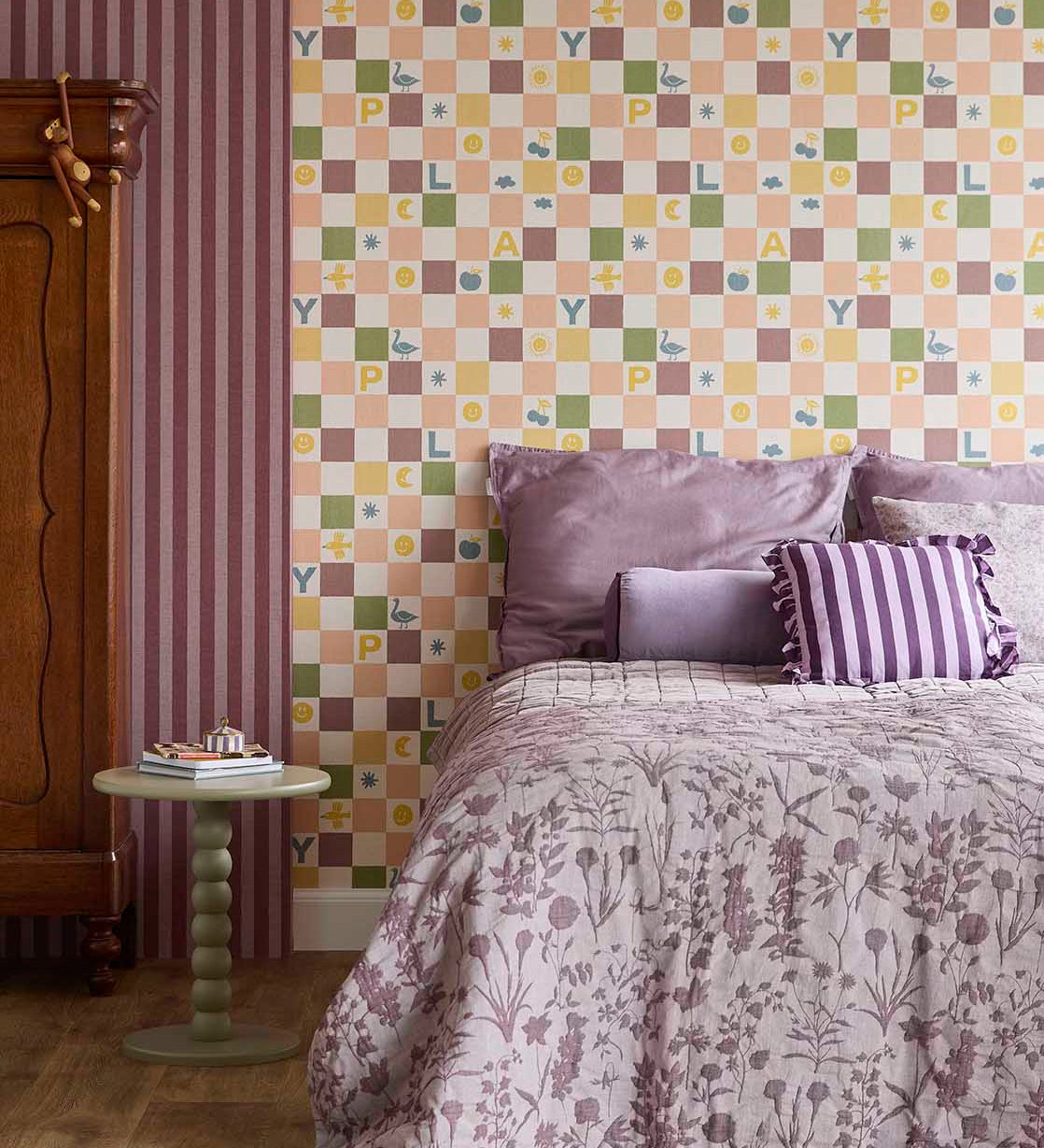 Strepen behang kinderkamer Eijffinger Tiny Treasures babykamer meisjeskamer paars lila 363153