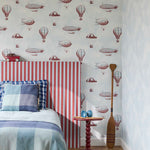 Strepen behang kinderkamer Eijffinger Tiny Treasures babykamer jongenskamer rood lichtblauw 363154