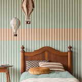 Strepen behang kinderkamer Eijffinger Tiny Treasures babykamer jongenskamer donkergroen beige 363157