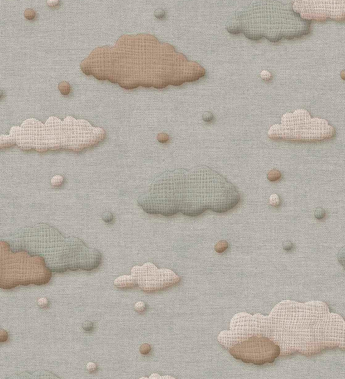 Eijffinger Tiny Treasures wolken behang voor de kinderkamer jongenskamer blauw bruin 363161