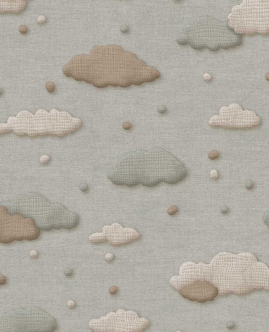 Eijffinger Tiny Treasures wolken behang voor de kinderkamer jongenskamer blauw bruin 363161