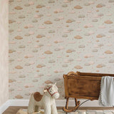 Eijffinger Tiny Treasures wolken behang voor de kinderkamer jongenskamer blauw bruin 363161
