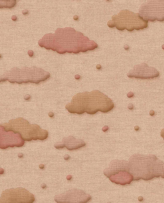 Eijffinger Tiny Treasures wolken behang voor de kinderkamer meisjeskamer babykamer terra roze 363162