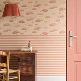 Eijffinger Tiny Treasures wolken behang voor de kinderkamer meisjeskamer babykamer terra roze 363162