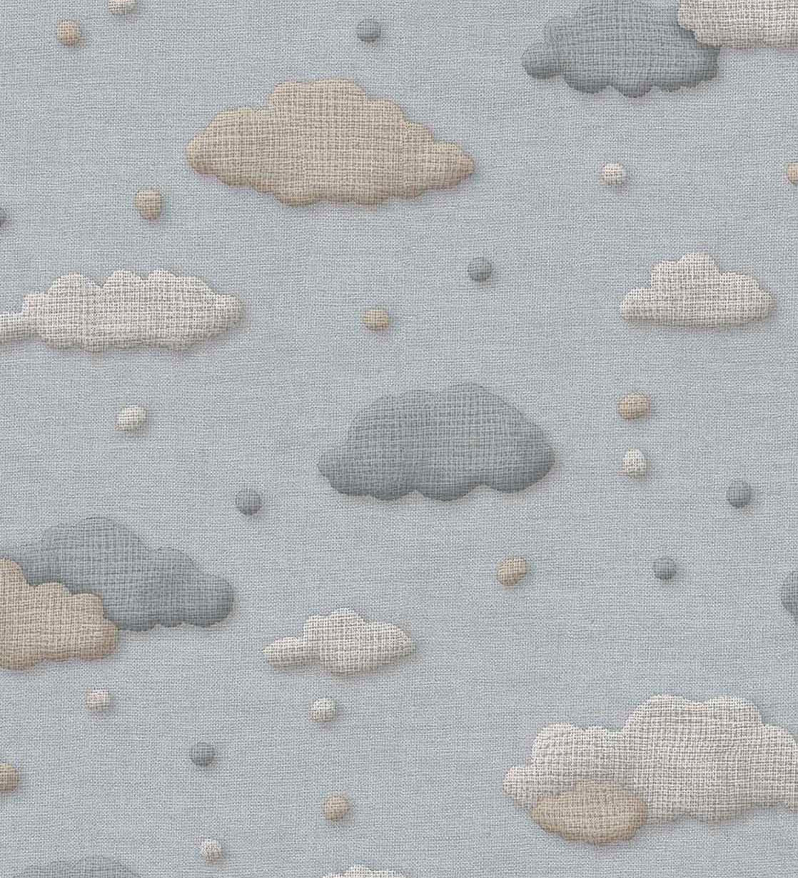 Eijffinger Tiny Treasures wolken behang voor de kinderkamer jongenskamer blauw beige 363163