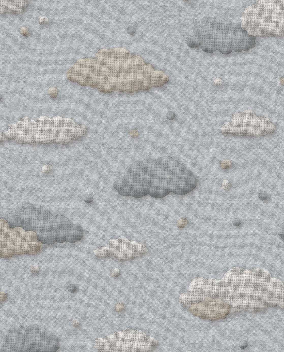 Eijffinger Tiny Treasures wolken behang voor de kinderkamer jongenskamer blauw beige 363163