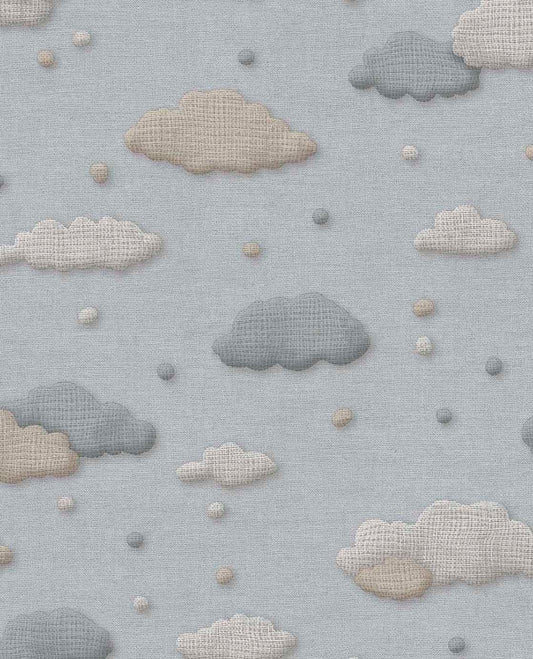 Eijffinger Tiny Treasures wolken behang voor de kinderkamer jongenskamer blauw beige 363163