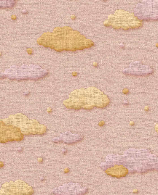 Eijffinger Tiny Treasures wolken behang voor de kinderkamer meisjeskamer babykamer roze 363164