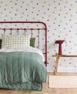 Eijffinger Tiny Treasures strepen behang met insecten voor de kinderkamer jongenskamer meisjeskamer lichtblauw 363181
