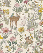 Bosdieren behang meisjeskamer eijffinger tiny treasures kinderbehang 363190 creme