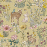 Bosdieren behang meisjeskamer eijffinger tiny treasures kinderbehang 363192 zacht okergeel