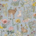 Bosdieren behang meisjeskamer eijffinger tiny treasures kinderbehang 363193 lichtblauw