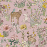 Bosdieren behang meisjeskamer eijffinger tiny treasures kinderbehang 363194 roze
