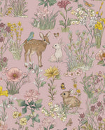 Bosdieren behang meisjeskamer eijffinger tiny treasures kinderbehang 363194 roze