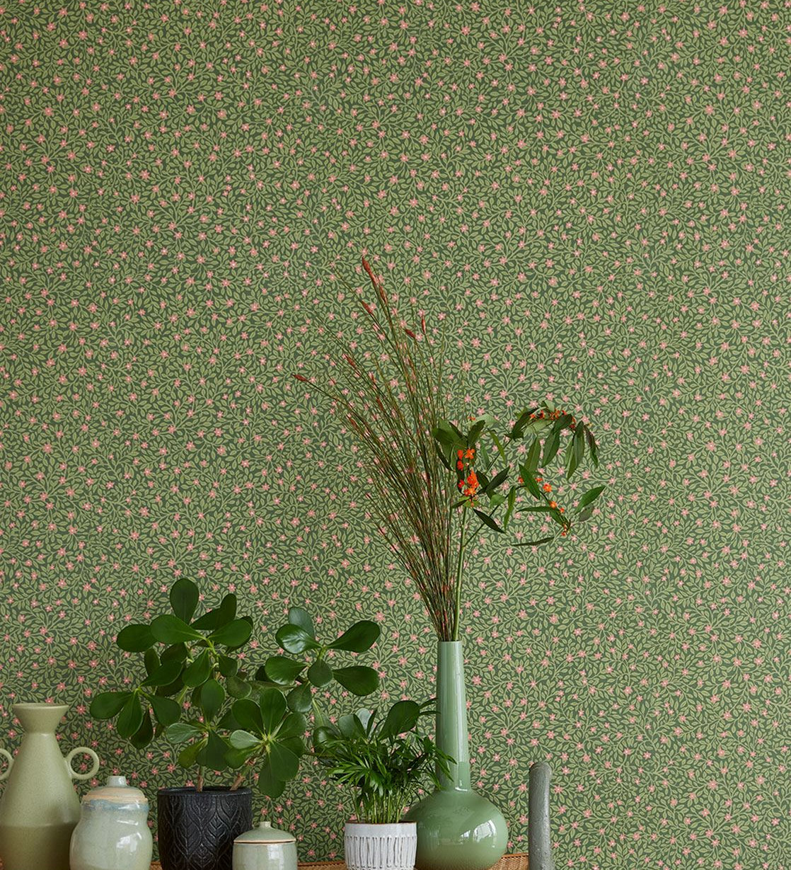 Eijffinger Behang Posy Bloemen 316055 - Donkergroen