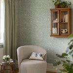 Midbec Siv bladeren en bloemen behang voor de babykamer of meisjeskamer blauw 48004