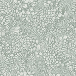 Midbec Siv bladeren en bloemen behang voor de babykamer of meisjeskamer blauw 48004