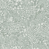 Midbec Siv bladeren en bloemen behang voor de babykamer of meisjeskamer blauw 48004