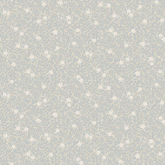 Myrten Borastapeter bloemen behang voor de meisjeskamer en babykamer beige lichtblauw 5714