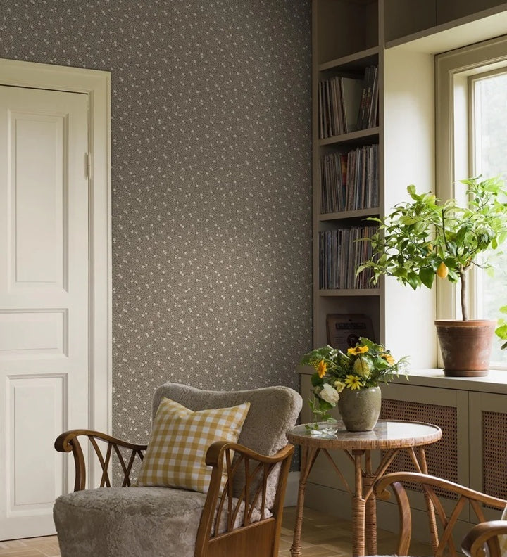 Myrten Borastapeter bloemen behang voor de meisjeskamer en babykamer groen donkergroen 5715