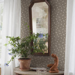 Myrten Borastapeter bloemen behang voor de meisjeskamer en babykamer groen donkergroen 5715