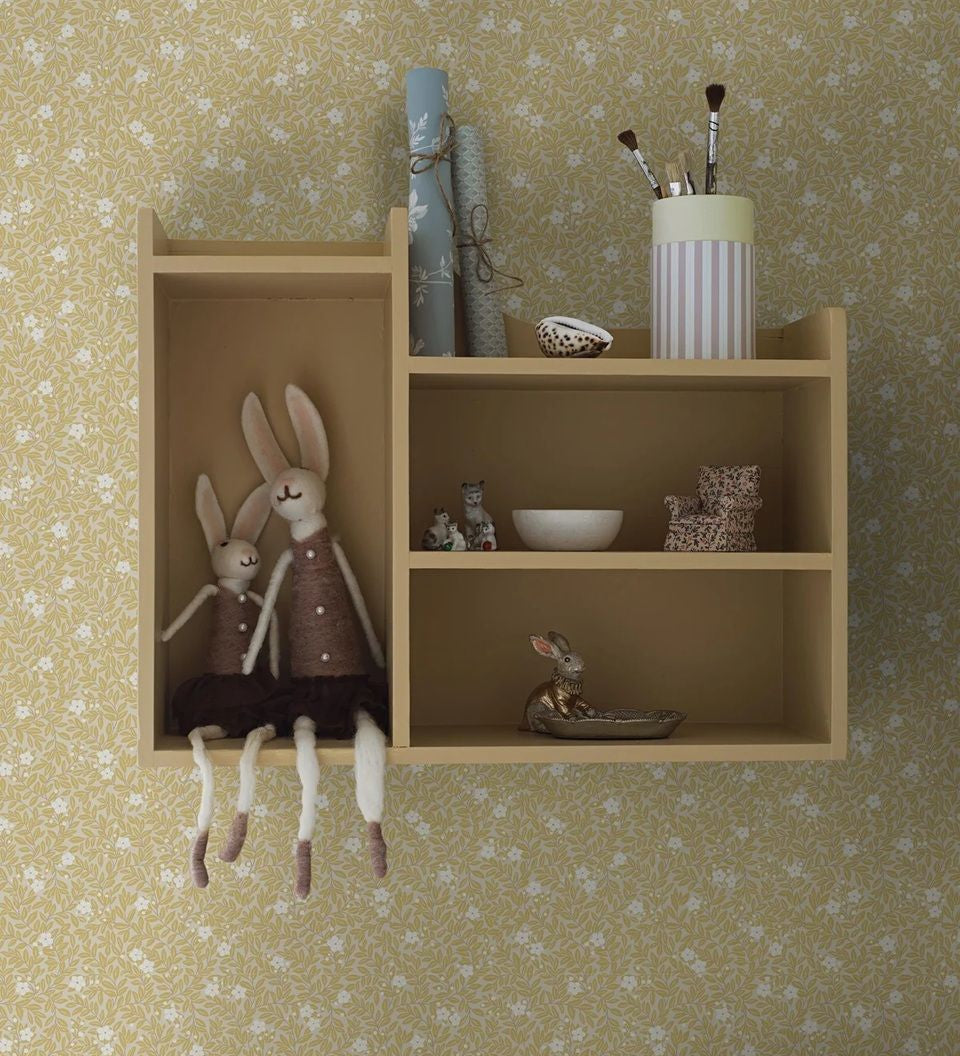 Borastapeter Myrten bloemen behang voor meisjekamer en babykamer geel beige 5732