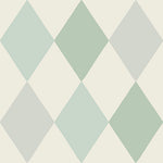 Midbec Kalas harlekijn ruiten behang voor jongenskamer en meisjeskamer en babykamer blauw groen