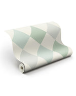 Midbec Kalas harlekijn ruiten behang voor jongenskamer en meisjeskamer en babykamer blauw groen