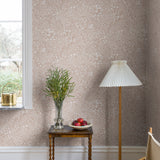 Midbec Siv bladeren en bloemen behang voor de babykamer of meisjeskamer roze 65134